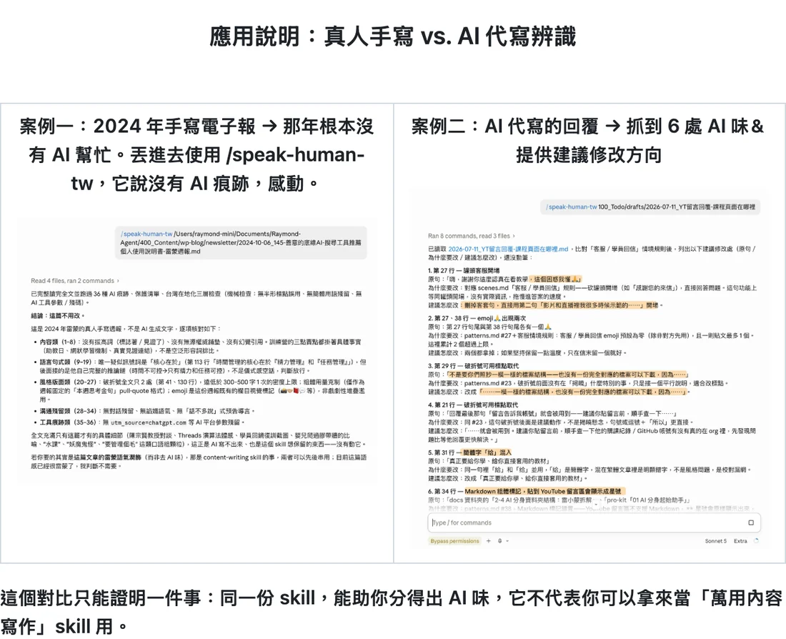GitHub README：真人手寫 vs. AI 代寫辨識案例